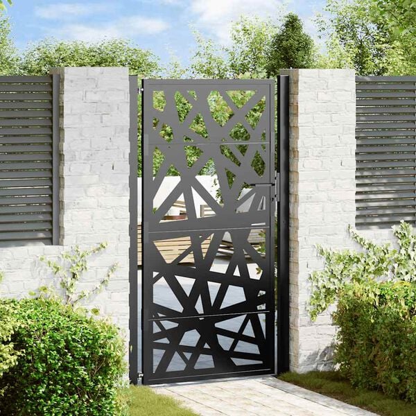 vidaXL Garden Gate Black 100x175 cm Steel Light Design