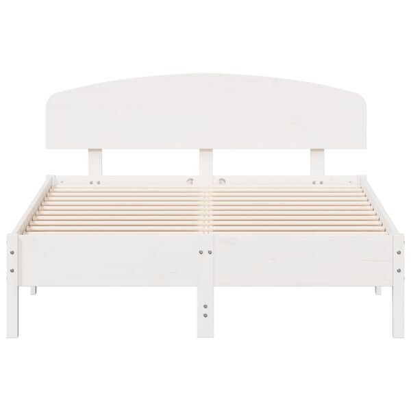 vidaXL Bed Frame without Mattress White 135x190 cm Double Solid Wood Pine