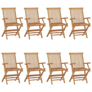 vidaXL Folding Chairs 8 pcs Solid Teak Wood