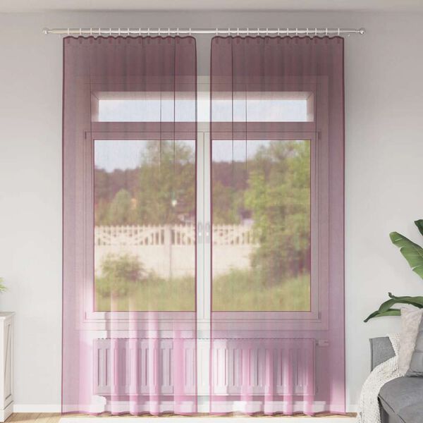 vidaXL Voile Curtains with Loops 2 pcs Purple 140x260 cm