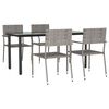 vidaXL 5 Piece Garden Dining Set Grey and Black Poly Rattan and Steel