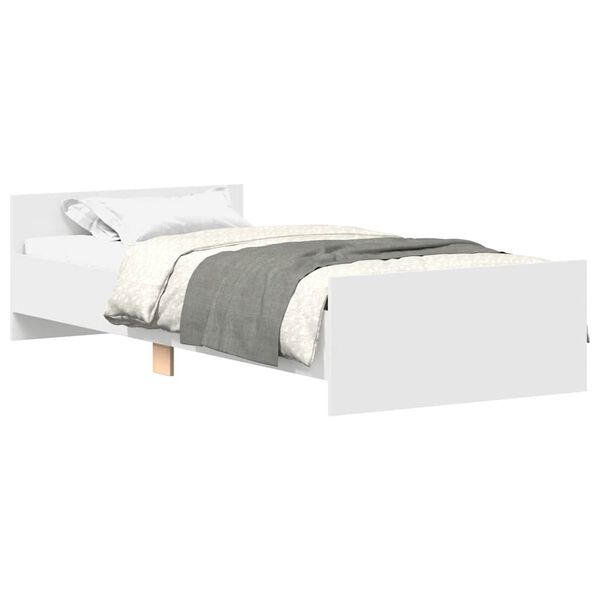 vidaXL Bed Frame without Mattress White 90x190 cm Single Engineered Wood
