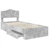 vidaXL Bed Frame with Drawer Concrete Grey 90 x 200 cm Engineered Wood