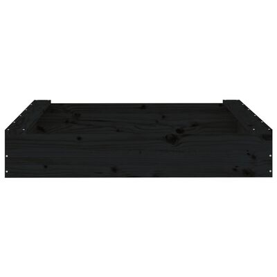 vidaXL Sandbox with Seats Black Square Solid Wood Pine