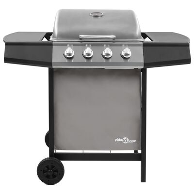 vidaXL Gas BBQ Grill with 4 Burners Black and Silver