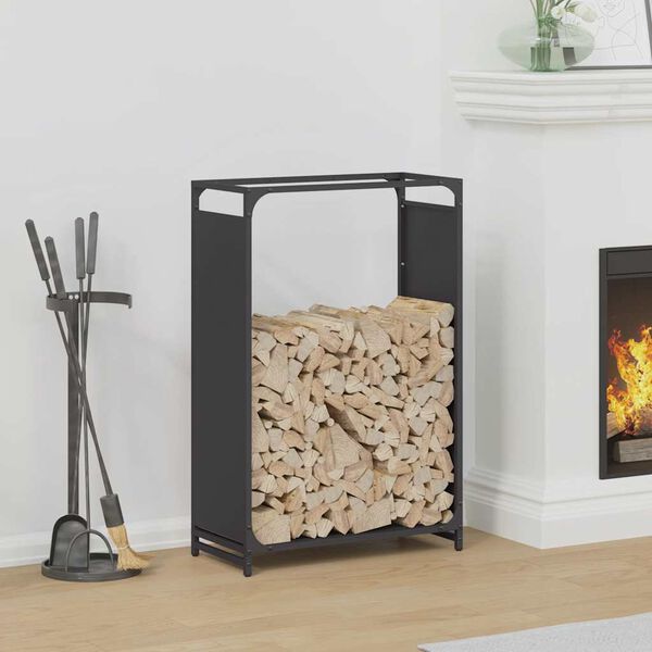 vidaXL Firewood Rack Black 60x28x90 cm Cold-rolled steel