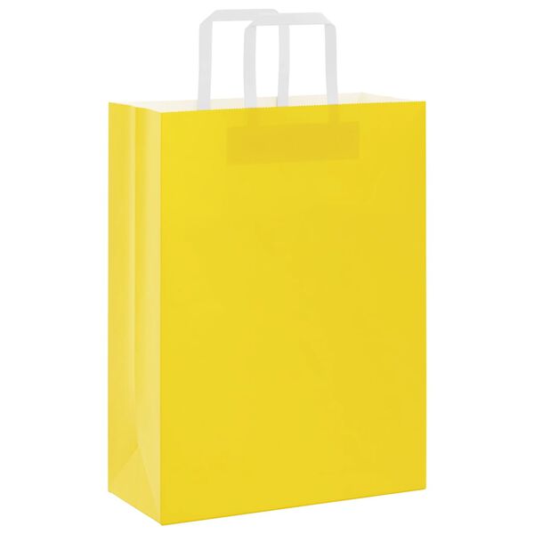 vidaXL Paper Bags 50 pcs with Handles Yellow 26x12x35 cm