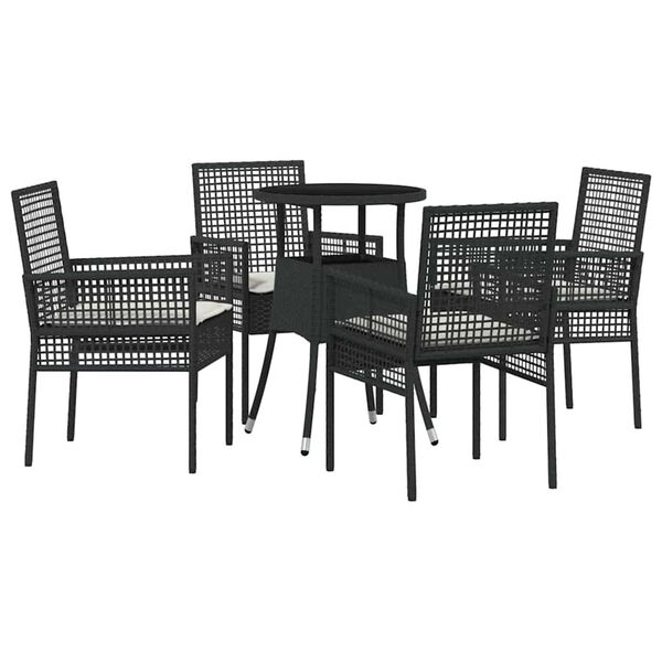 vidaXL Garden Dining Set 5 pcs Black Poly rattan