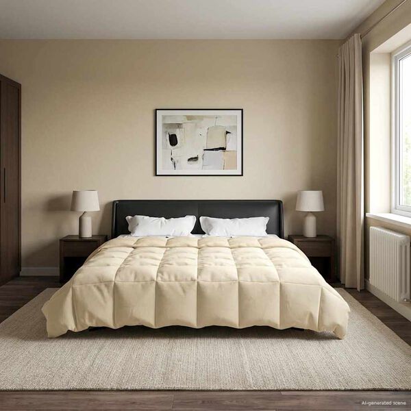 vidaXL Summer Duvet Quilted Cream 200 x 200 cm Microfiber