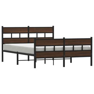 vidaXL Metal Bed Frame without Mattress Brown Oak 150x200 cm