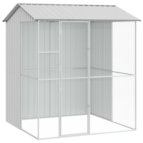 vidaXL Bird Cage with Storage Grey 215 x 210 x 247 cm Galvanised Steel