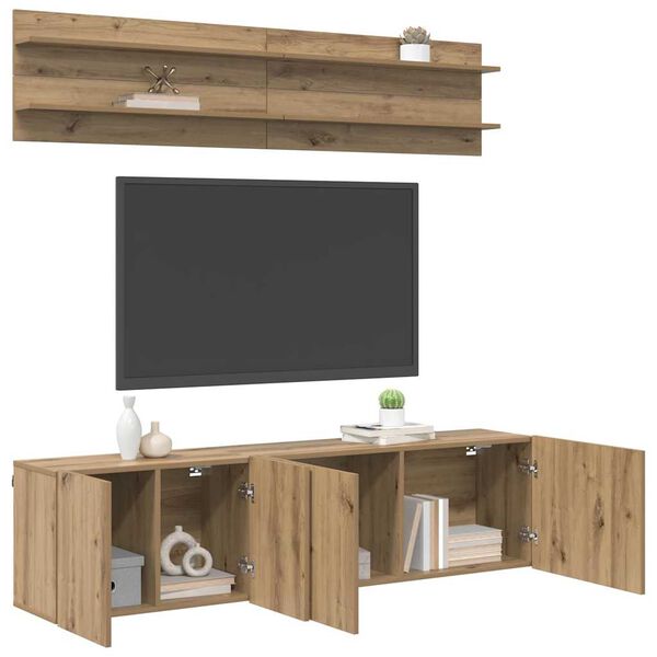 vidaXL TV Units Wall-mounted 6 pcs Artisan oak Engineered wood