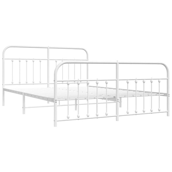 vidaXL Metal Bed Frame without Mattress with Footboard White 183x213cm