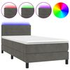 vidaXL Box Spring Bed with Mattress&LED Dark Grey 90x200cm Velvet