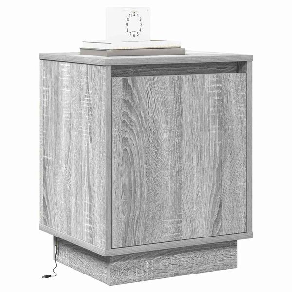 vidaXL Bedside Cabinet Grey 39 x 34.5 x 50 cm Engineered wood