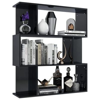 vidaXL Book Cabinet/Room Divider High Gloss Black 80x24x96 cm Chipboard