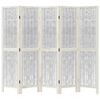 vidaXL Room Divider 5 Panels White Solid Wood Paulownia
