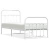 vidaXL Metal Bed Frame without Mattress with Footboard White 90x200cm