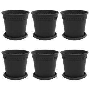 vidaXL Plant Pots 6 pcs Black &Oslash; 17 x 14 cm Plastic