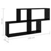 vidaXL Wall Shelf High Gloss Black 100x18x53 cm Engineered Wood