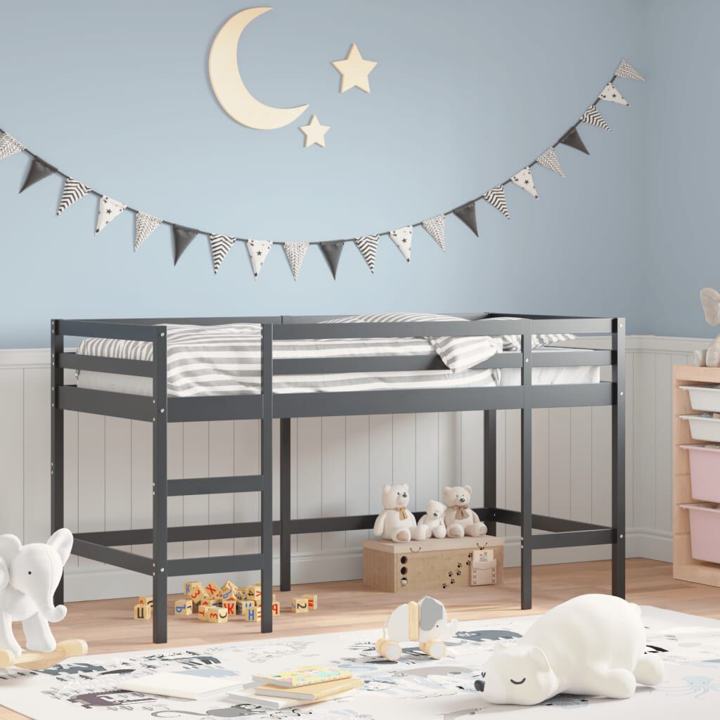 Black wooden loft bed best sale