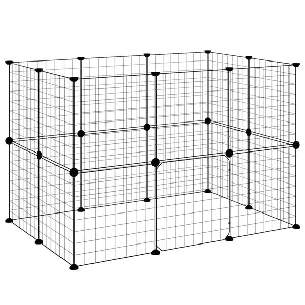 vidaXL 20-Panel Pet Cage with Door Black 35x35 cm Steel