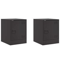 vidaXL Bedside Cabinets 2pcs Black 34.5x39x44 cm Steel