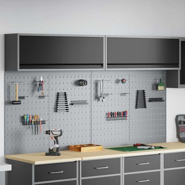 vidaXL Tool Cabinet Set with Shelf 6 pcs Black Powder-Coated Steel