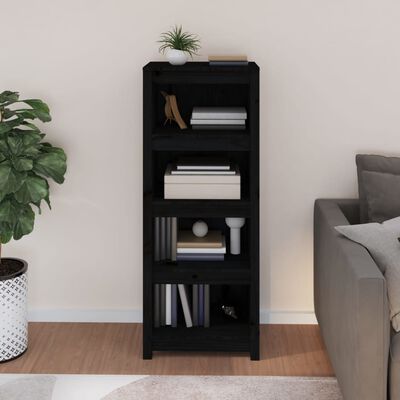 vidaXL Book Cabinet Black 50x35x125.5 cm Solid Wood Pine