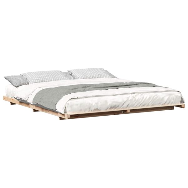 vidaXL Floor Bed Frame Brown 200 x 220 cm Solid pine wood