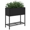 vidaXL Garden Planter with Shelf Black Poly Rattan