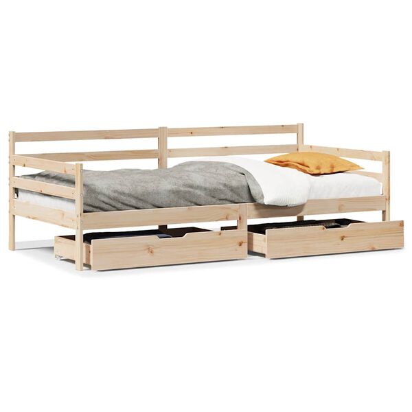 vidaXL Daybed with Drawers without Mattress White 80x200 cm Solid Wood