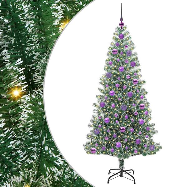vidaXL Artificial Christmas Tree Snow Flocked with LED Light 180 cm