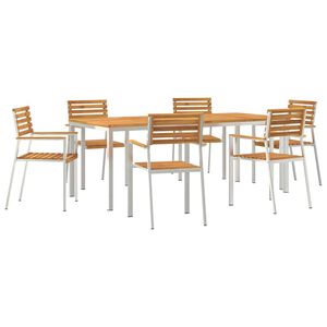 vidaXL Garden Dining Set 7 pcs Solid Acacia Wood and Stainless Steel
