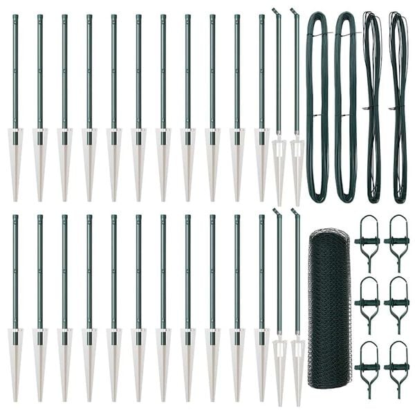 vidaXL Fence Post Green 50 x 0.8 m (13 mm mesh) Steel and PVC