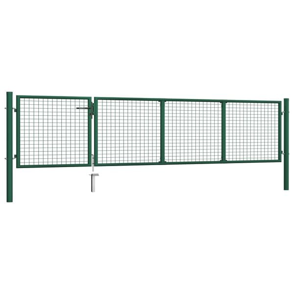 vidaXL Garden Gate Steel 350x75 cm Green