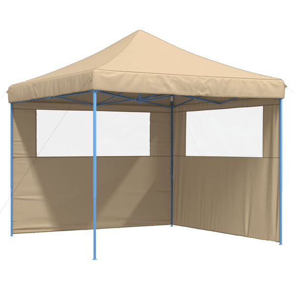 vidaXL Foldable Party Tent Pop-Up with 2 Sidewalls Beige