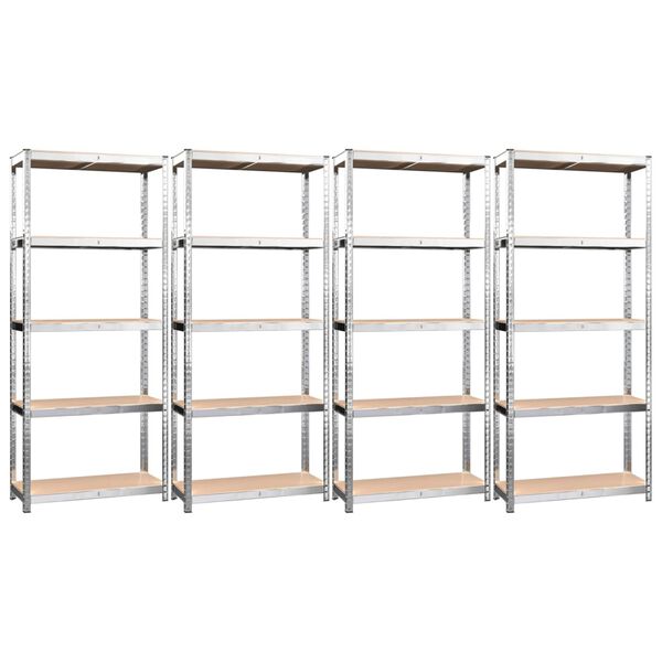 vidaXL 5-Layer Shelves 4 pcs Silver Steel&Engineered Wood