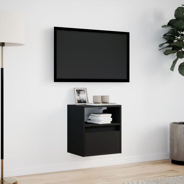 vidaXL TV Wall Cabinet with LED Lights Black 41x31x45 cm