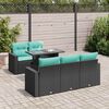 vidaXL 6 Piece Garden Sofa Set with Cushions Black Poly Rattan Acacia