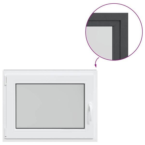 vidaXL Basement Window "RISOR" 80x60 cm Tilt&Turn DIN Left Anthracite