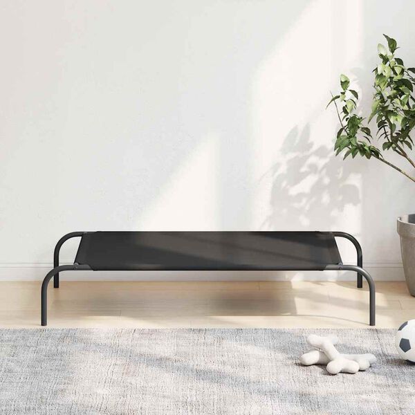 vidaXL Elevated Dog Bed Black 110x65x20 cm Oxford Fabric and Steel