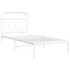 vidaXL Metal Bed Frame without Mattress with Headboard White 90x190cm