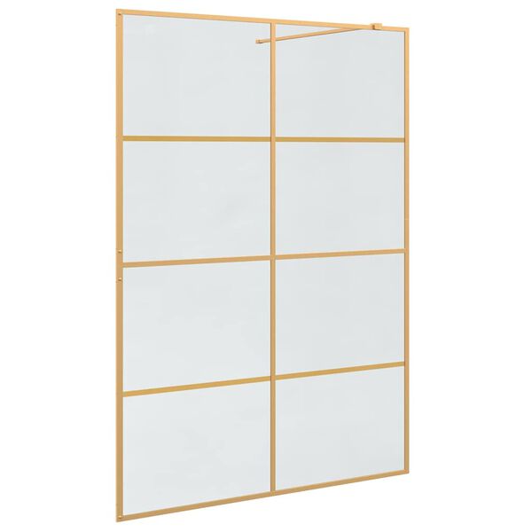 vidaXL Walk-in Shower Wall Gold 140 x 195 cm Tempered Glass