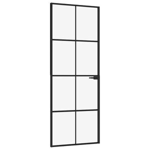 vidaXL Interior Door Black 76x201.5 cm Tempered Glass&Aluminium