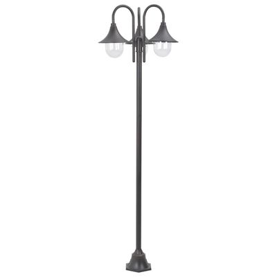 vidaXL Garden Post Light E27 220 cm Aluminium 3-Lantern Bronze
