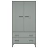 vidaXL Wardrobe with Metal Legs Grey 90x55x172.5 cm Solid Wood OSLO