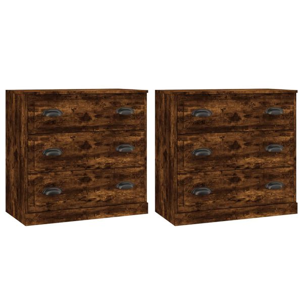 vidaXL Sideboards 2 pcs Smoked Oak Engineered Wood