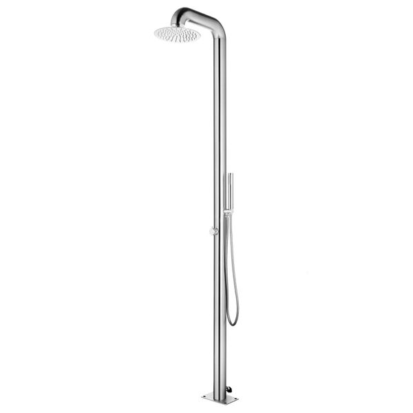 vidaXL Garden Shower with Brown Base 230 cm Stainless Steel