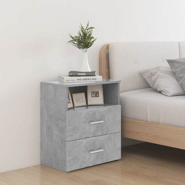 vidaXL Bed Cabinet Concrete Grey 50x32x60 cm